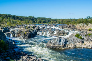 Strong White Water Rapids in Great Falls Park, Virginia